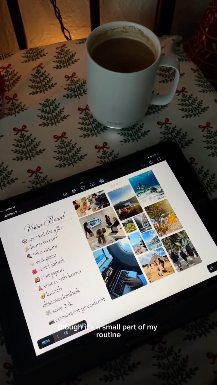 make my 2026 vision board with me 🗝️☕️✨🧸📓🌤️

as we head into the new year, one of my biggest goals is building a slow, intentional morning routine. and honestly, there’s no better way to start than with my @ember mug!!

this mug + coaster keeps my drink warm all morning while i’m making breakfast, getting ready, writing my to do list, and easing into the day. no more reheating my coffee five times, which as a chronic forgetter is a game changer 😫

it’s officially a non negotiable in my mornings and such a staple going into 2026.

get yours today!! link in my bio ☕️✨ 

#EmberPartner #cozymornings #winteraesthetic #visionboard #wintermornings