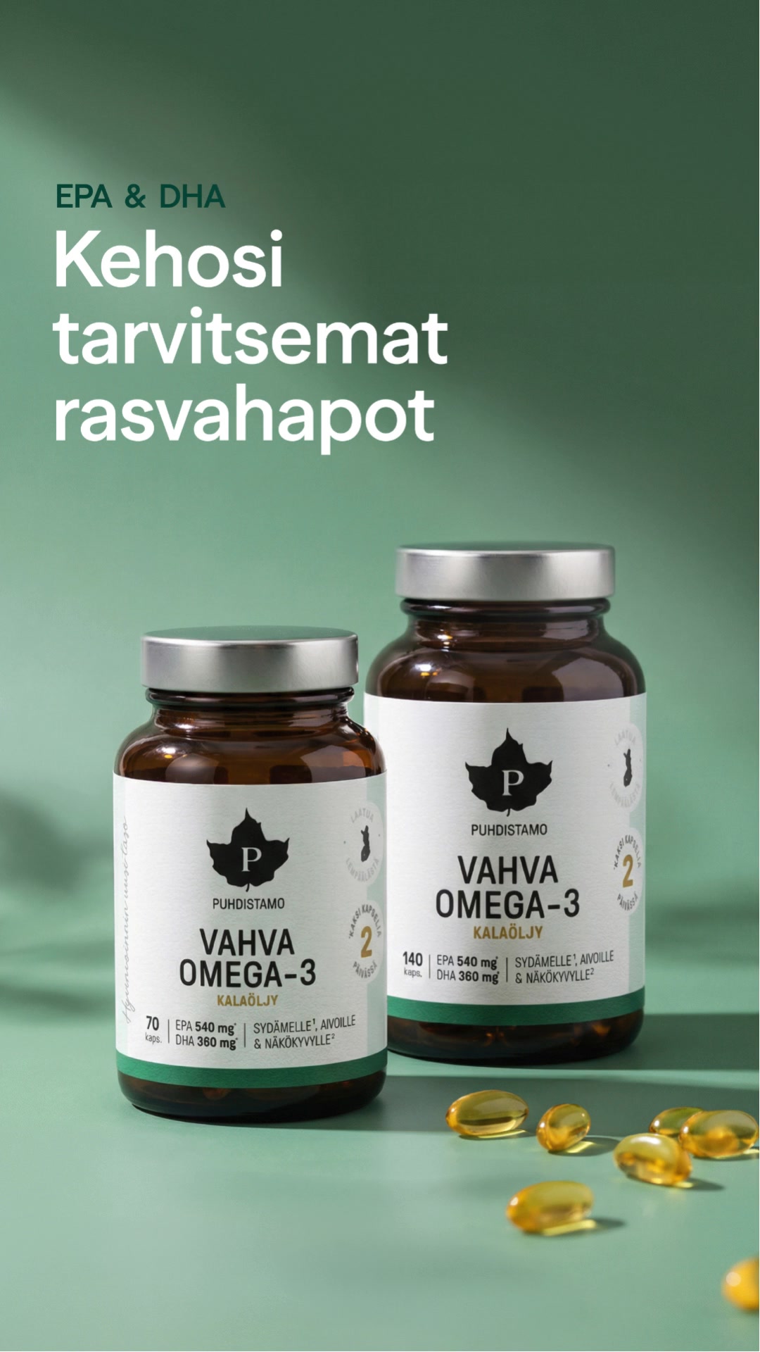 Suosittu Vahva Omega-3 - nyt myös 140 kapselin koossa