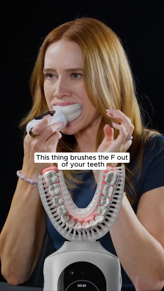 This thing brushes the F out of your teeth. 💪

18,000 bristles hitting every surface at once. Two minutes down to 20 seconds. 

It's not just cleaning. It's monitoring your oral health, catching problems before you'd even notice. You even get personalized health reports based on actual data from images of your mouth.