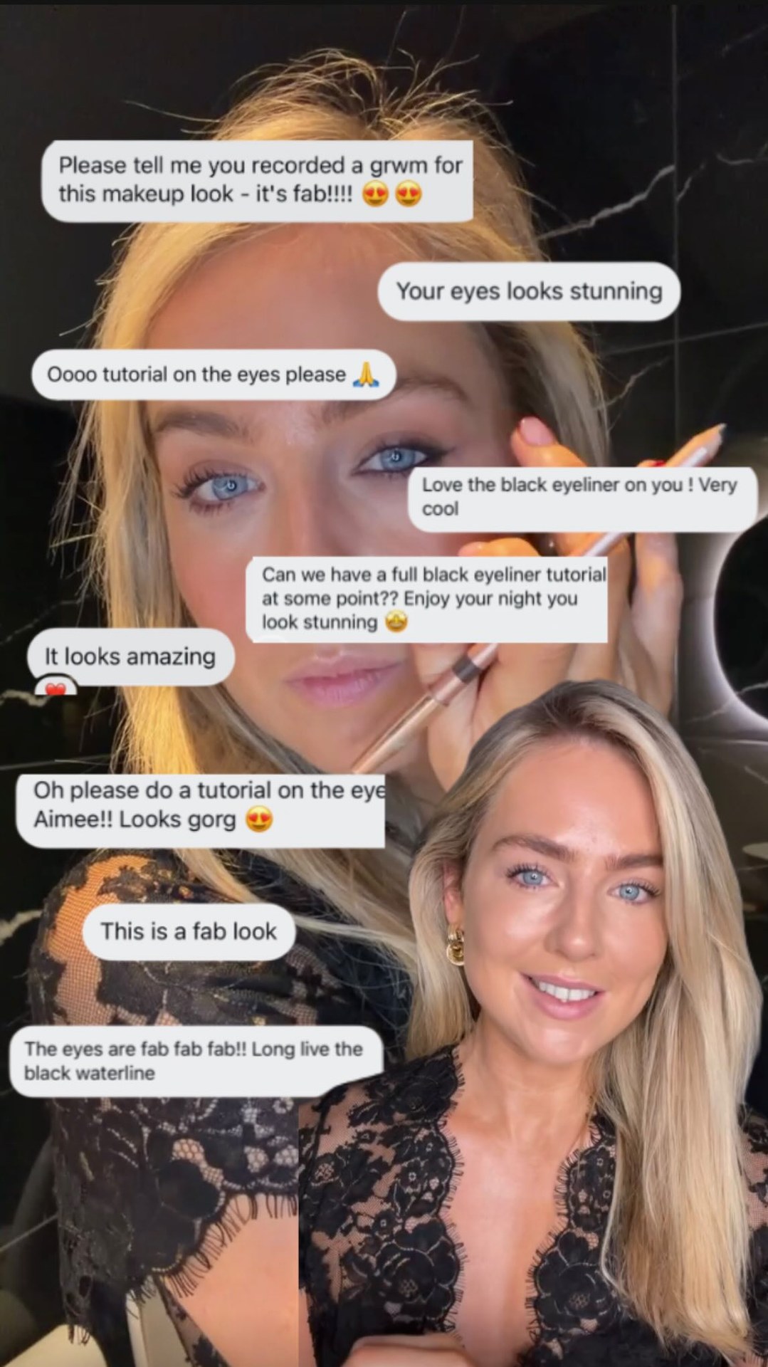 I got so many DM’s on this eyeliner look so I had to recreate - it’s so quick + easy 💄✨

Products:
▫️Cream Luxe (medium-dark)
▫️HydraLip Duo (soft rose)
▫️Eyeliner Duo (nude & black)

#ownbrand #sculptedbyaimee