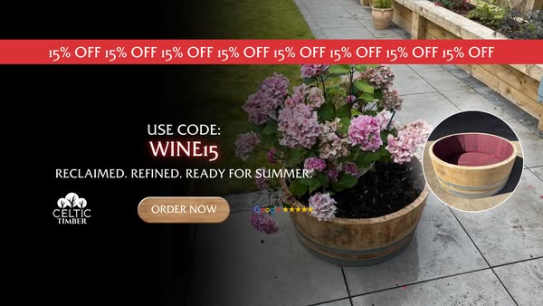 Tired of Flimsy Pots? Try Wine Barrels – 15% Off with WINE15