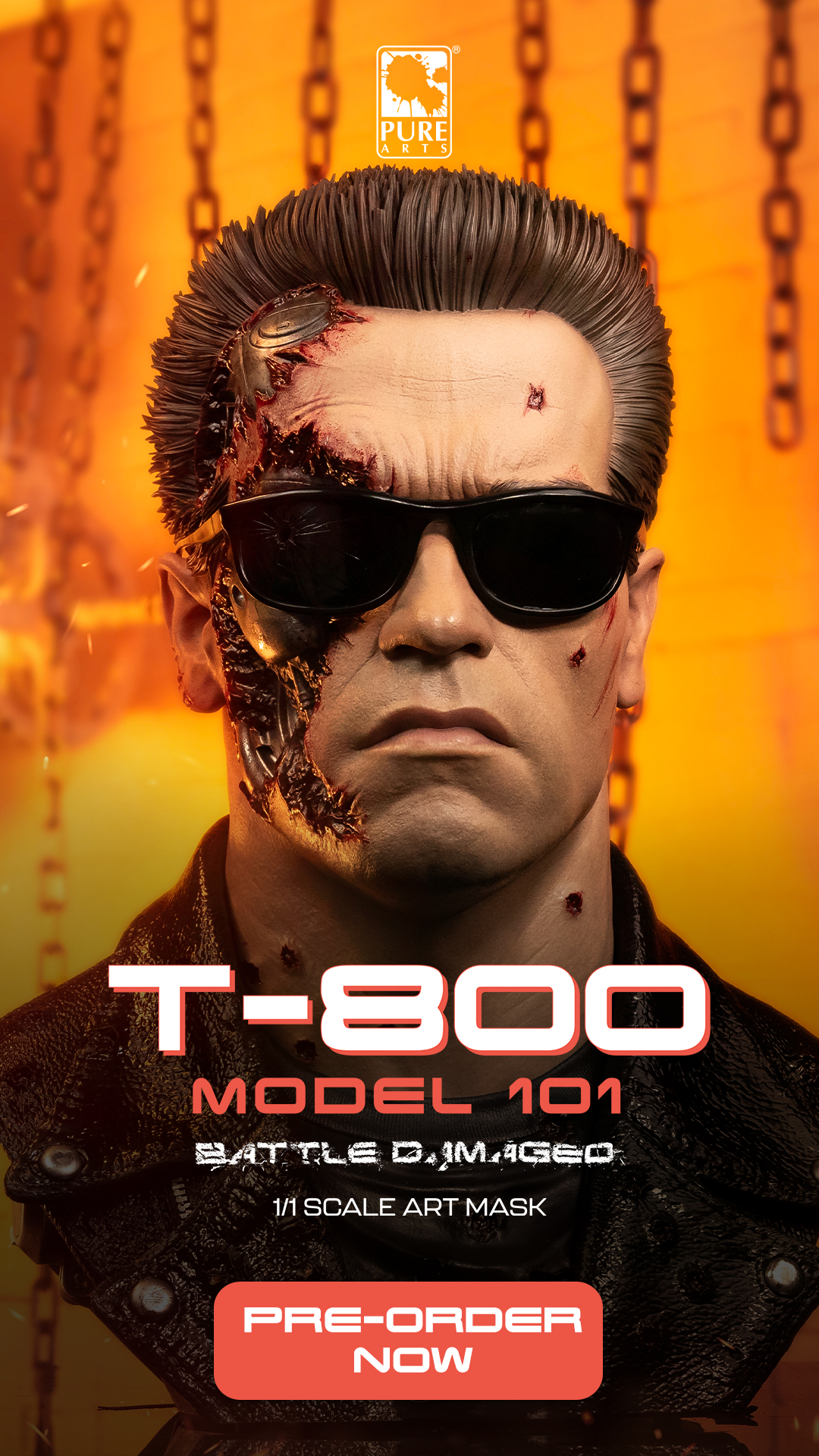Terminator 2 T-800 Model 101 Battle Damaged Art Mask