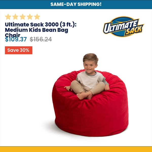 Ultimate Sack 3000 (3 ft.): Medium Kids Bean Bag Chair