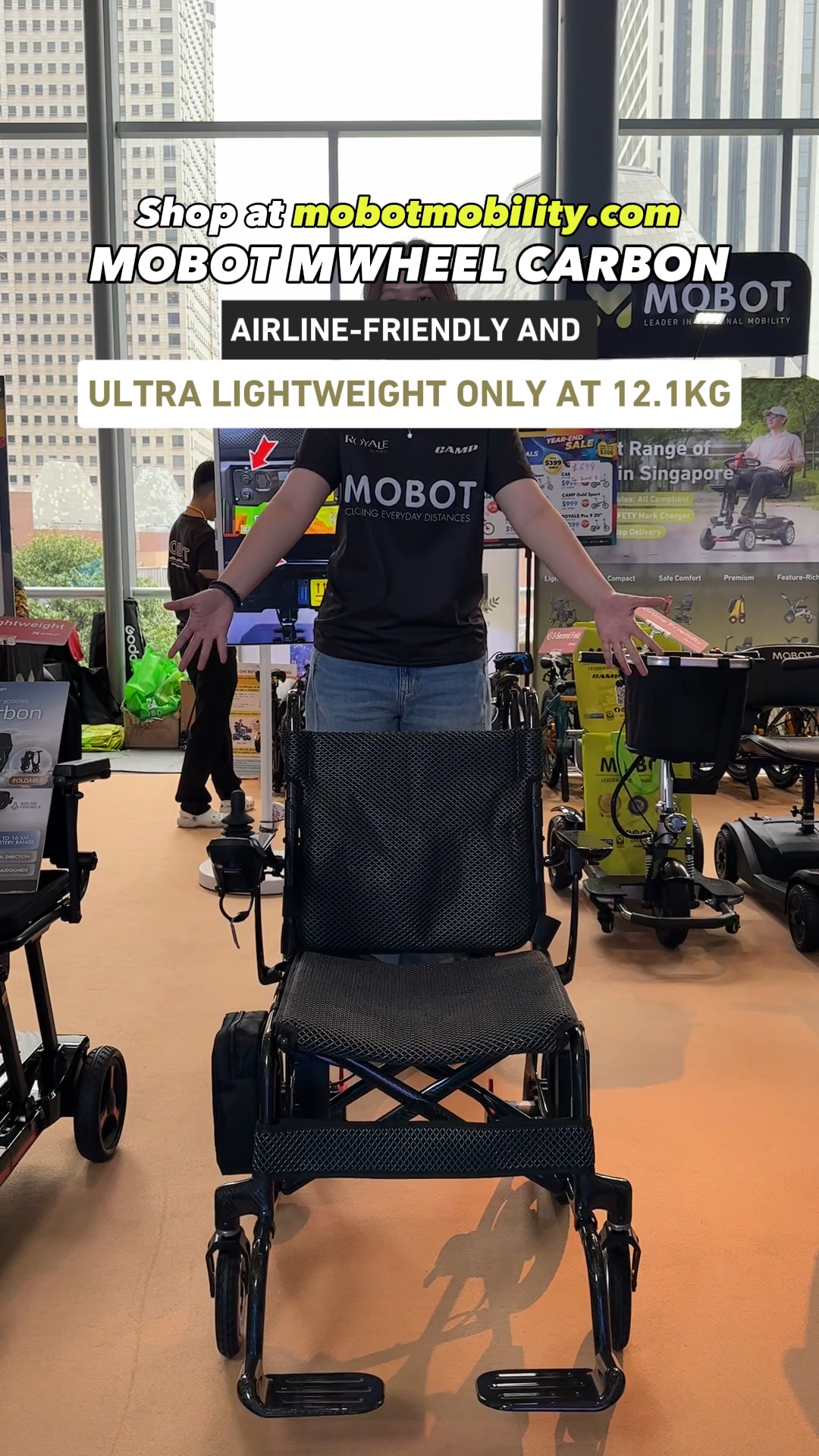 MOBOT MWHEEL CARBON ELECTRIC WHEELCHAIR – 12.1KG LIGHTEST WEIGHT & AIRLINE FRIENDLY ELECTRIC WHEELCHAIR!

Experience freedom in its lightest, smartest form. The MWHEEL Carbon is built for users who want effortless mobility without sacrificing strength or style.

Key Highlights:
✔️ Adjustable armrests for easy transfers
✔️ Spacious back pocket storage
✔️ Ultra-lightweight at only 12.1kg 
✔️ Full carbon fibre frame for premium durability
✔️ Airline-friendly battery so travel is smooth
✔️ Foldable and sleek 

Whether you're travelling overseas or moving around daily, the MWHEEL Carbon keeps everything light, simple, and effortlessly stylish.

✨ 𝐌𝐎𝐁𝐎𝐓 is at 𝐒𝐌𝐀𝐑𝐓 𝐇𝐎𝐌𝐄 𝐓𝐄𝐂𝐇 𝐒𝐇𝐎𝐖 𝟐𝟎𝟐𝟓! ✨

🈹 We are unleashing the future of mobility with 𝙀𝙡𝙚𝙘𝙩𝙧𝙞𝙛𝙮𝙞𝙣𝙜 𝘿𝙞𝙨𝙘𝙤𝙪𝙣𝙩𝙨 and the biggest savings (𝐔𝐏 𝐓𝐎 $𝟏,𝟏𝟎𝟎 𝐎𝐅𝐅!?) on best-selling 𝗳𝗼𝗹𝗱𝗮𝗯𝗹𝗲 𝗯𝗶𝗸𝗲𝘀, 𝗲-𝘀𝗰𝗼𝗼𝘁𝗲𝗿𝘀, 𝗲-𝗯𝗶𝗸𝗲𝘀 & 𝗣𝗠𝗔𝘀 — only at Suntec, Smart Home Tech Show, while stocks last!! 🥳

💥 𝐃𝐄𝐀𝐋 𝐒𝐏𝐎𝐓𝐋𝐈𝐆𝐇𝐓 💥
🦼PREMIUM New Launches of Next-Gen PMAs: ROBOWHEEL E40S & LUGO Carbon
🚲 Clearance Folding Bikes from $399 ONLY (U.P. $1,599)! While stocks last! 
🛵 AURA X Auto-Folding Mobility Scooter at $3199 (U.P. $4,299)
♿️ Mobility Scooters + Electric Wheelchairs from $1,099 (More than $300 discount!) + FREE gifts worth $200
⚡️ E-bikes & E-scooters with VERY limited stocks + gifts on the house!

🎉 𝐄𝐍𝐓𝐑𝐘 𝐈𝐒 𝐅𝐑𝐄𝐄 | 𝟒 𝐃𝐀𝐘𝐒 𝐎𝐍𝐋𝐘
 📅 13 to 16 Nov 2025
 📍 Suntec Convention & Exhibition Centre, Level 3, Booth 303
 🕐 11 AM - 9 PM
📲 More exciting details here:  https://www.mobot.sg/pages/smart-home-tech-show-2025

Come test ride and experience the freedom of mobility for yourself, see you there! 👋🏻😎

#mobotsg #mobotpma #smarthometechshow2025 #mobotatsmarthometechshow #techshow #crazydeals #mobilityscooter #electricwheelchair #personalmobilityaid #mobilitydevice #bike #bicycle #electricbike #escooter #ebike #electricscooter #singapore #yearendsale #discount #mobotsale