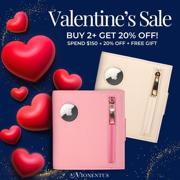 The ultimate Valentine’s upgrade for her. ❤️ Choose between our sleek Slim Wallet or the smart AirTag Wallet, premium leather she’ll use every single day. Gift-ready and made to last.

Vionentus V-Day Deals: ✨ Buy 2+ Get 20% OFF 🎁 Spend $150 → 20% OFF + FREE GIFT

Shop the sale at the link in our bio!
.
 #vionentus #valentinesgift #giftsforher #womenswallet #leatherwallet #airtag #slimwallet #giftideas #valentinesale #premiumleather