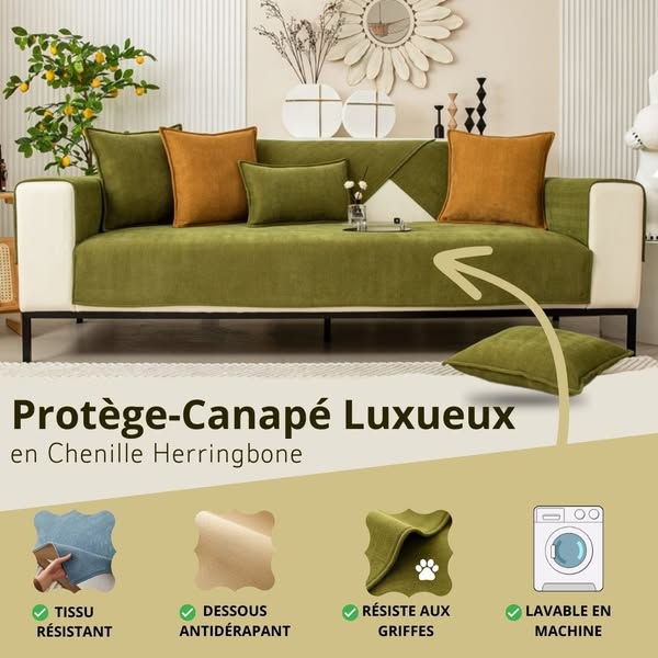 Protège-Canapé Luxueux en Chenille Herringbone