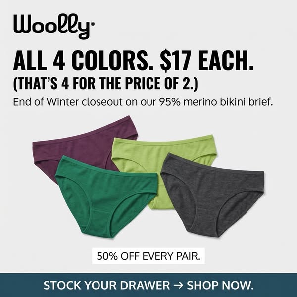 50% Off Merino Undies