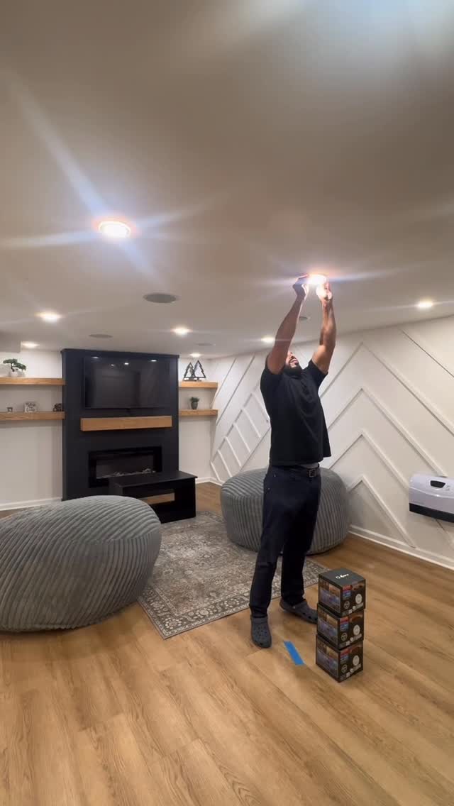 Gave my basement a serious glow-up with @lumary.official recessed lights . Smart, sleek, and a total game changer! Link in my bio #Lumary #SmartLighting #HomeUpgrade #diy