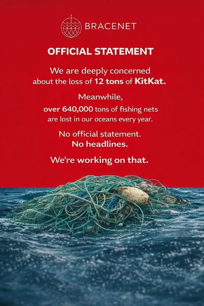 12 Tonnen KitKat? Headlines überall.
640.000 Tonnen Geisternetze? Stille.
Wir arbeiten daran, das zu ändern. Netz für Netz. 🌊