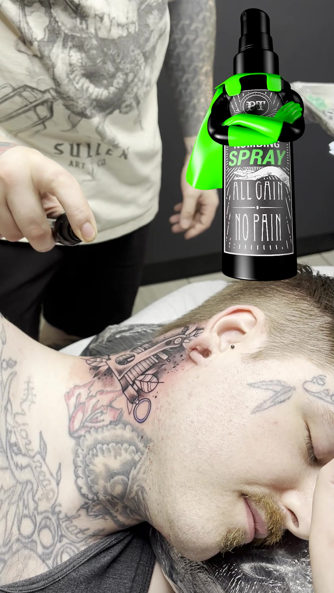 He Was About To Tap - Painless Tattoo Spray Saved The Session