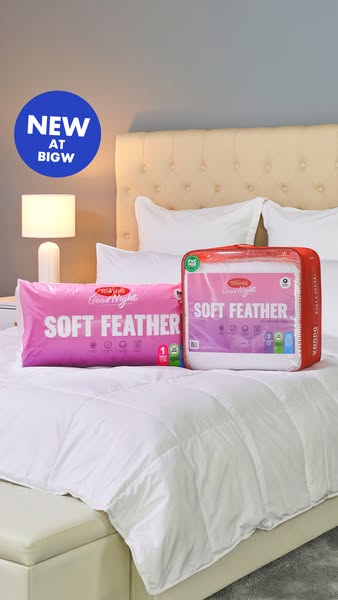 NEW Tontine Soft Feather Pillow & Quilt range, now available at BIG W