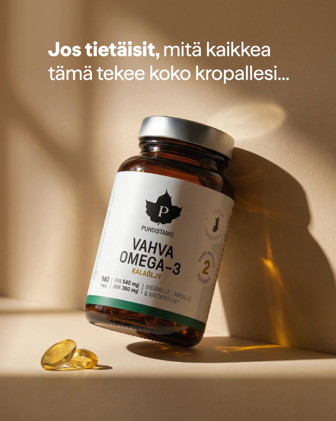 Uusi suurempi koko: Vahva Omega-3 nyt myös 140 kapselia