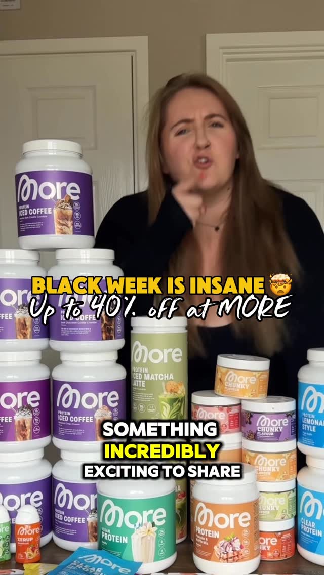 This is so cheeky you can grab up to 40% off of your faves starting Sunday for @morenutrition.uk s Black Week 🎉 

There will be 30% off of sugar saving products like the protein iced coffee which means it’s a good time to try and stock up on the dark cookie crumble protein iced coffee 😩🤌🏻 

There are so many amazing products and this is the biggest sale of the year so if you want a great discount it starts Sunday 2nd November 🙌🏻 let me know what you would get 😺 

#morenutrition #morenutritionuk #weightloss #weightlossjourney #highproteindiet