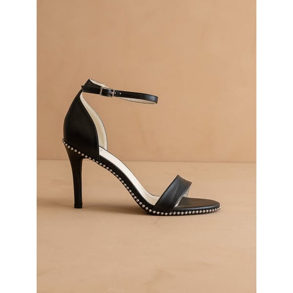 The Dublin | Denim Metal drop studded open toe heel *FINAL SALE*