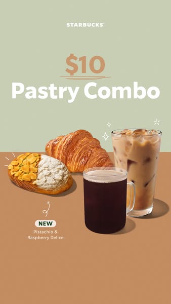 $10 Coffee + Pastry Combo Returns. ☕️🥐