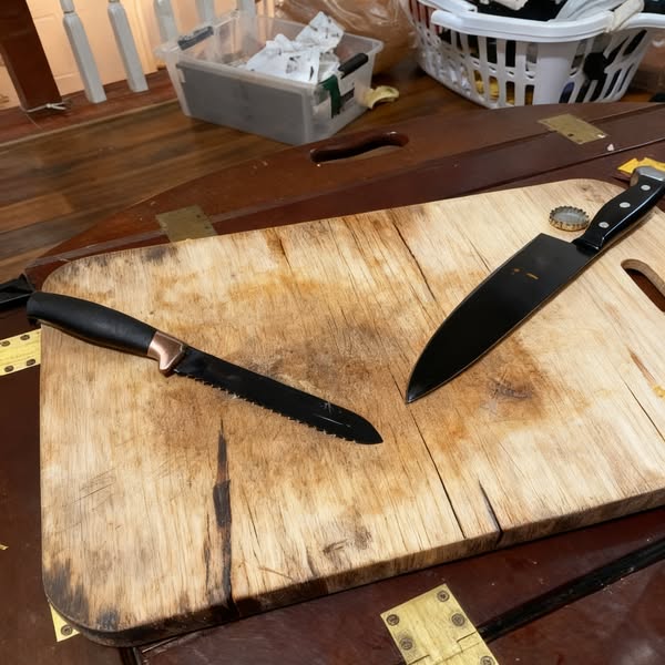 ⏭️ Here’s the titanium board we now use every day. It’s not cheap, but it’s a lot less than a trip to the emergency room.