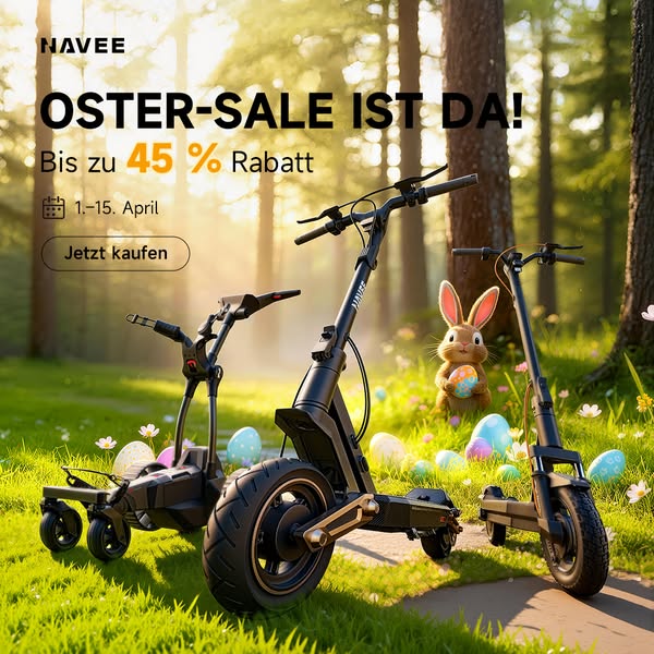 Oster-Special: bis zu 45% Rabatt auf NAVEE E-Scooter! 🐣