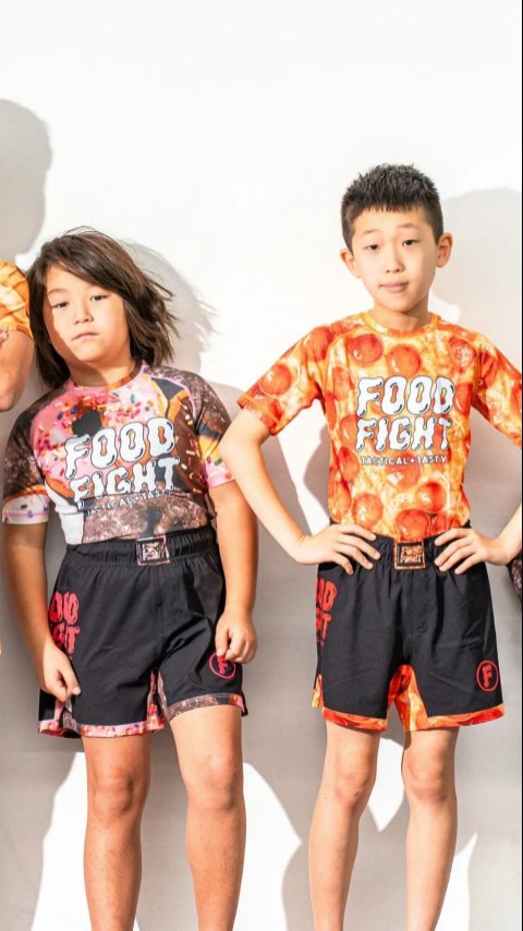 Kids rash guards and shorts - same great quality, stackable sizes. Shop link in our bio.