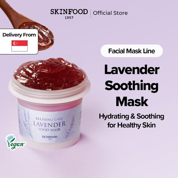 [SKINFOOD Official] Vegan Lavender Food Mask 120g / Calming & Moisturizing / Shower-proof Texture