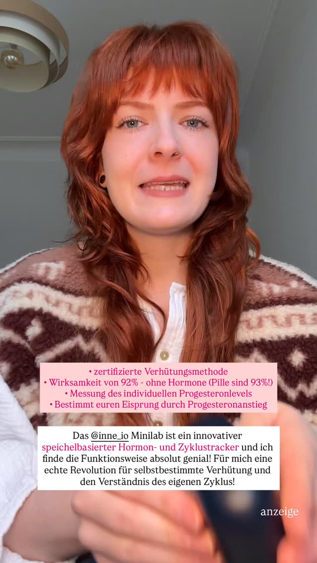 anzeige Das @inne_io Minilab ist ein innovativer speichelbasierter Hormon- und Zyklustracker und ich finde die Funktionsweise absolut genial! Für mich eine echte Revolution für selbstbestimmte Verhütung und den Verständnis des eigenen Zyklus! • zertifizierte Verhütungsmethode
• Wirksamkeit von 92% - ohne Hormone (Pille sind 93%!)
• Messung des individuellen Progesteronlevels
• Bestimmt euren Eisprung durch Progesteronanstieg