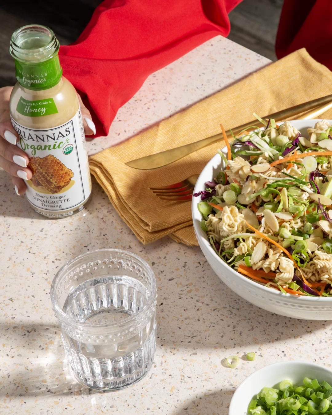 A little crunch, a lot of color, and a dressing that ties it all together!