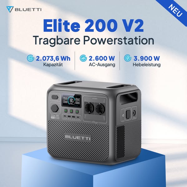 BLUETTI Elite 200 V2 Tragbare Powerstation | 2.600 W 2.073,6 Wh