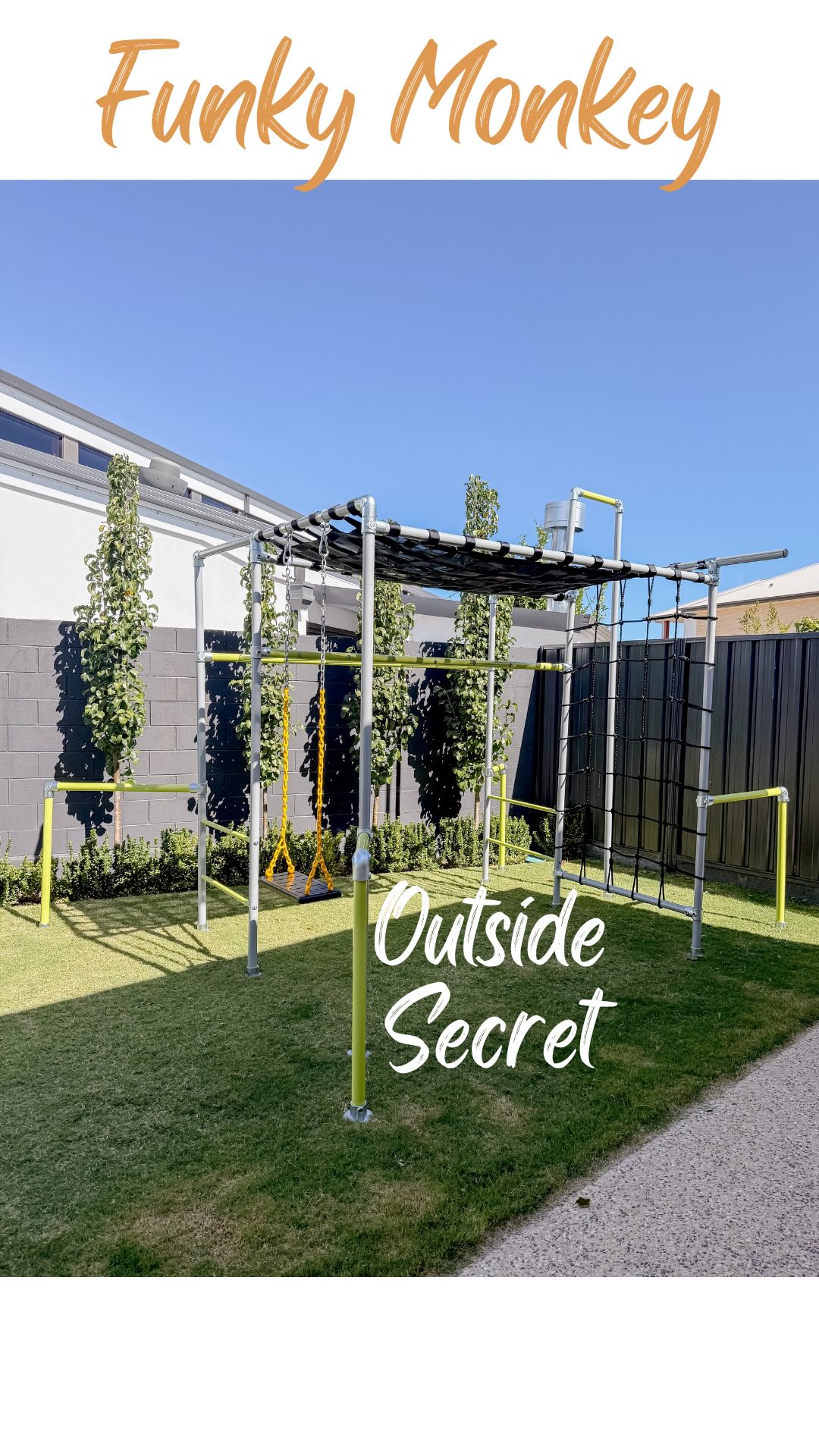 Watch this space to see more of this incredible set up from @funkymonkeybars . It’s honestly been an absolute game changer in getting our kids and their friends to play outside more!

Cheeky Little Monkey set @funkymonkeybars 

.
.
.
.
.
#collaboration #monkeybars #kidsplayequipment #outdoorplayideas #backyardfun #activekids #climbersofinstagram #grossmotordevelopment #playgroundadventures #playoutside #raisingstrongkids #kidsmovement #backyardplayset #outdoorplayforkids #childhoodunplugged #kidsfitnessfun #playmatters #motorplay #climbersclub #toddlerplaytime #preschoolplay #kidsatplay #backyardexplorers #activeplayideas #kidsclimbingfun #playeveryday #physicaldevelopment #playtolearn #kidsoutdoorfun #littleadventurers