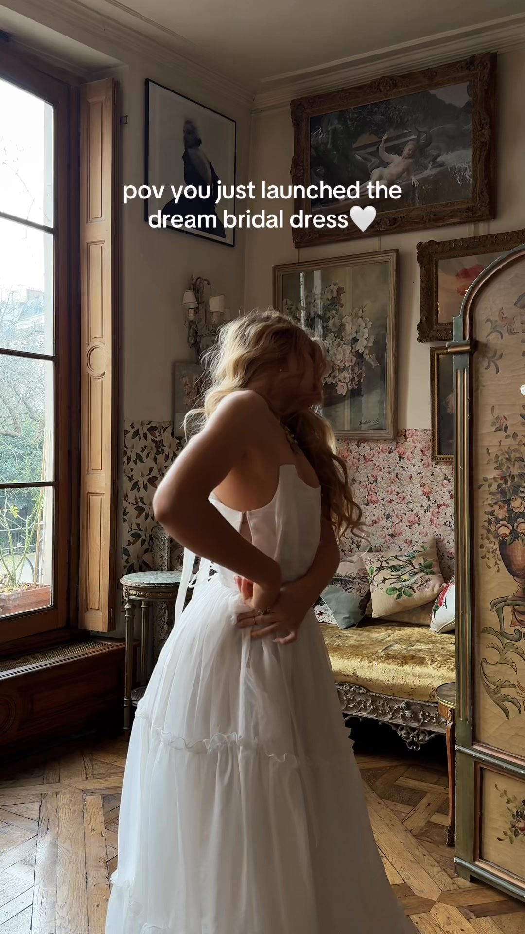 The Siena gown in Seaglass white. Restocked now.