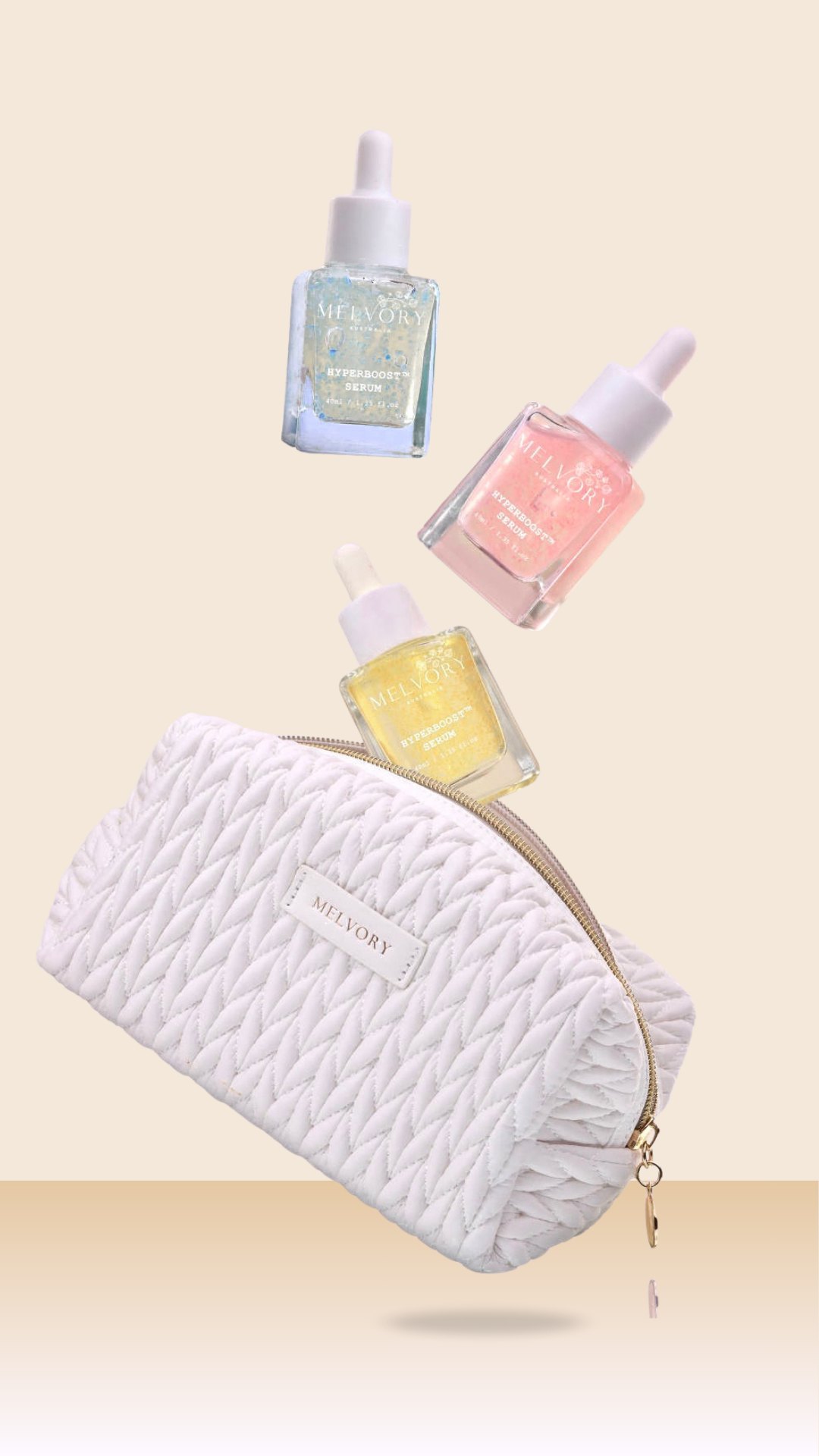 Sensitive skin? You're not alone. One of the most common questions we get is:

"I have sensitive skin... can I still use the HYPERBOOST® Serums?"

The answer is a big YES! We created these serums to be as gentle as they are effective, so you can enjoy high-performance results without the irritation.

How to start your routine:

❤️ Introduce the serums one at a time to give your skin space to adjust
✨ Try pairing Vitamin C serum + Hyaluronic Acid serum for a brightening boost
🍃 Pair Niacinamide serum +  Hyaluronic Acid serum to soothe and balance your skin
😄 Use your Vitamin C pairing and your Niacinamide pairing alternate days to keep skin happy

IMPORTANT TIP: These formulas don't cause photosensitivity, so you can safely use them morning and night for double the benefits!

Save  $50 and get a FREE Luxe Cosmetics Purse ($40) when you get the complete set!👉 MELVORY.COM