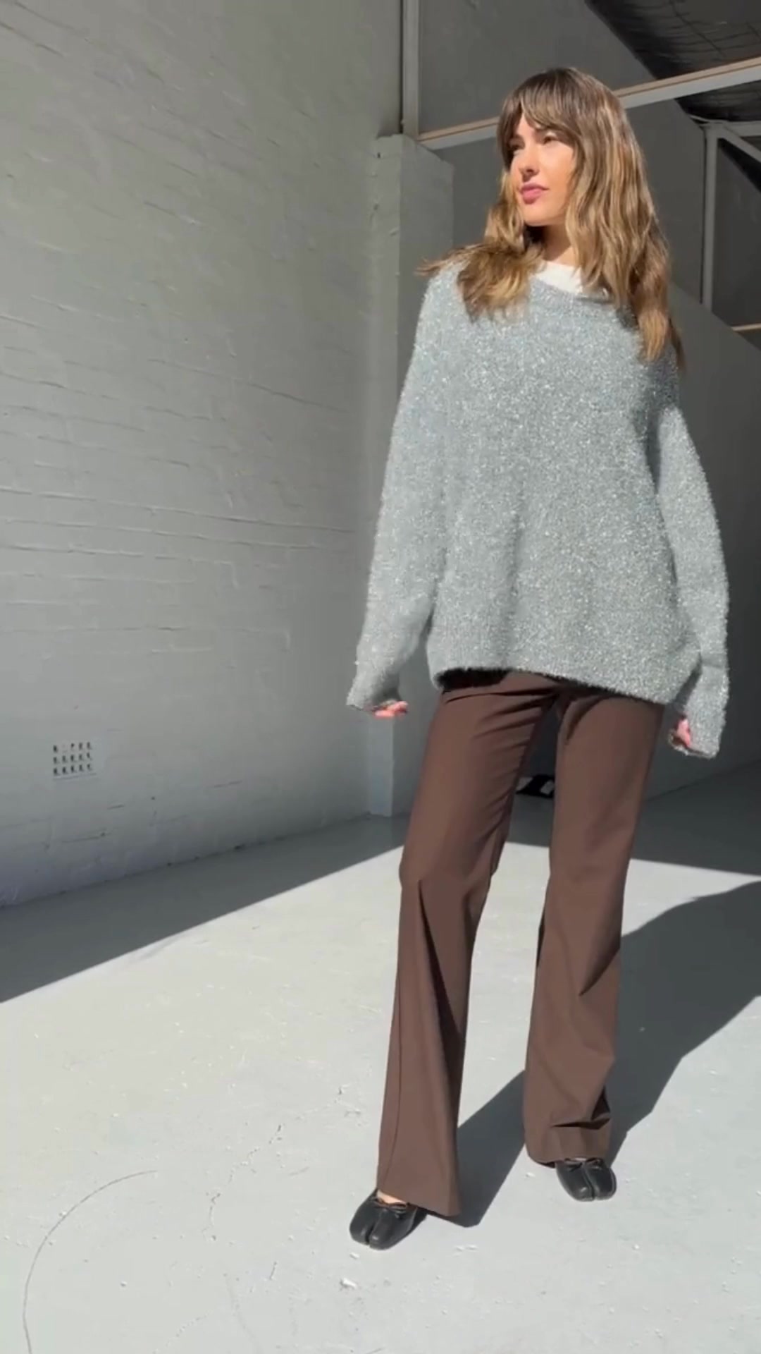 Silver Oversized Lurex Knit