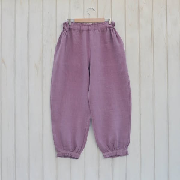 Plus Size 28 30 32 Lagenlook Heavy Linen Lace Trim Trousers 3281