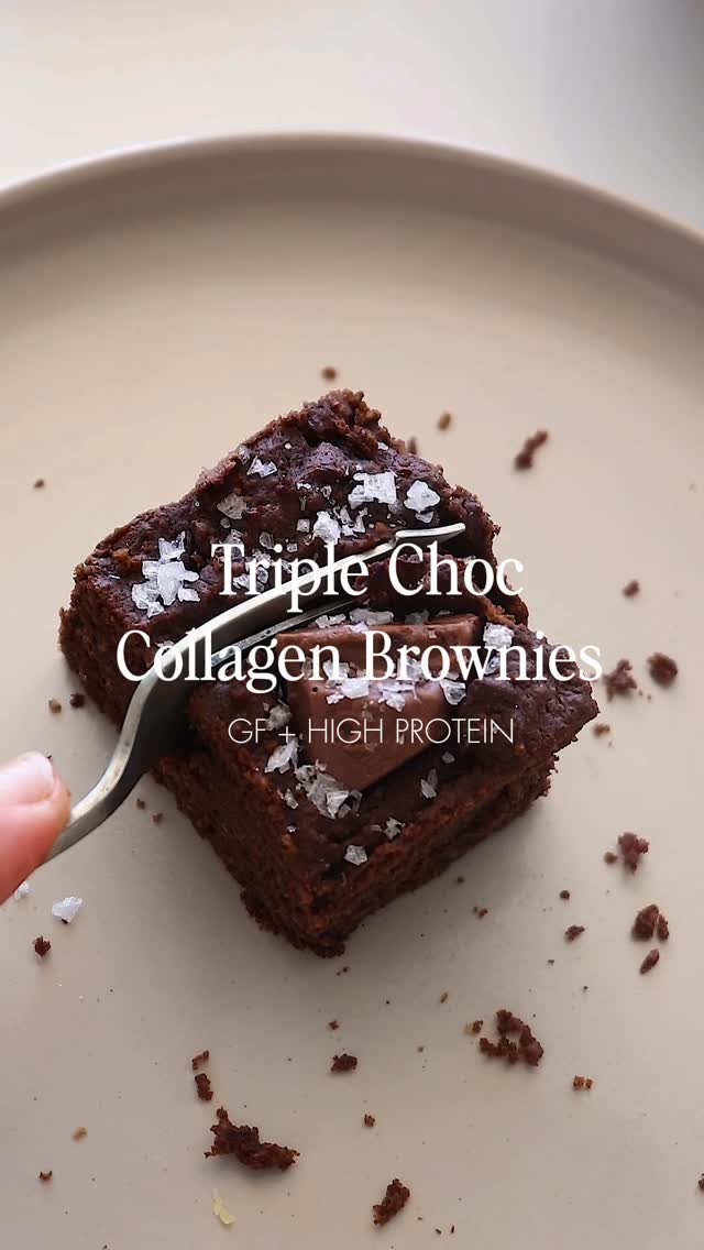 GF Triple Choc Collagen Brownies 🤎

These triple choc collagen brownies are the ultimate fudgy, protein-rich and super chocolatey brownie a.k.a the only brownies you need in your life.

WHEN TO ENJOY
They’re perfect for an afternoon treat, a nourishing dessert after dinner, or simply whenever you need a little nourishing chocolate hit.

THE BENEFITS
A great source of nourishing fats, protein, and vitamin E, gfor glowing skin & satiety. 
Cacao delivers antioxidants, magnesium, to support mood and sugar cravings.

THE RECIPE 
Free from: Dairy + gluten free 
Makes: 12 brownies 
Time: 20 Mins prep + baking 

INGREDIENTS
1 cup almond flour
½ cup Classic Ceremony Cacao @ceremonycacao 
4 heaped tbsp @chief.nutrition Dark Chocolate Collagen Protein
½ tsp gf baking powder
Pinch of sea salt
¼ cup coconut oil, melted
¼ cup almond butter
⅓ cup pure maple syrup
2 tsp vanilla extract
3 large organic eggs
1/2 cup dark chocolate chunks [your choice]

CREATE
1. Preheat the oven to 175°C fan-forced and line a small baking dish with baking paper.
2. In a bowl, whisk together dry ingredients
3. In a separate bowl, mix wet ingredients.
4. Beat in eggs one at a time until fully combined.
5. Fold the dry ingredients into the wet mixture until just combined.
6. Gently fold in chocolate chunks.
7. Pour the batter into the prepared baking dish and smooth the top.
8. Bake for 18–22 minutes, until the edges are set but the centre remains gooey.
9. Allow cool for 10 minutes in the pan, then carefully lift out and slice into squares.

Enjoy!

With love,

L x.