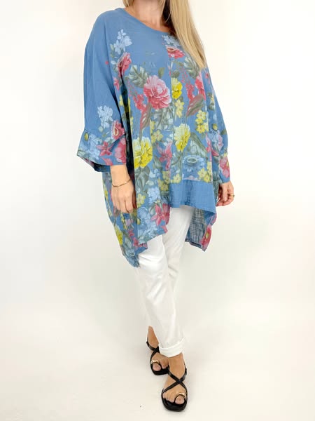 Made in Italy Lagenlook Corley Plain Tunic in Olive. 9806