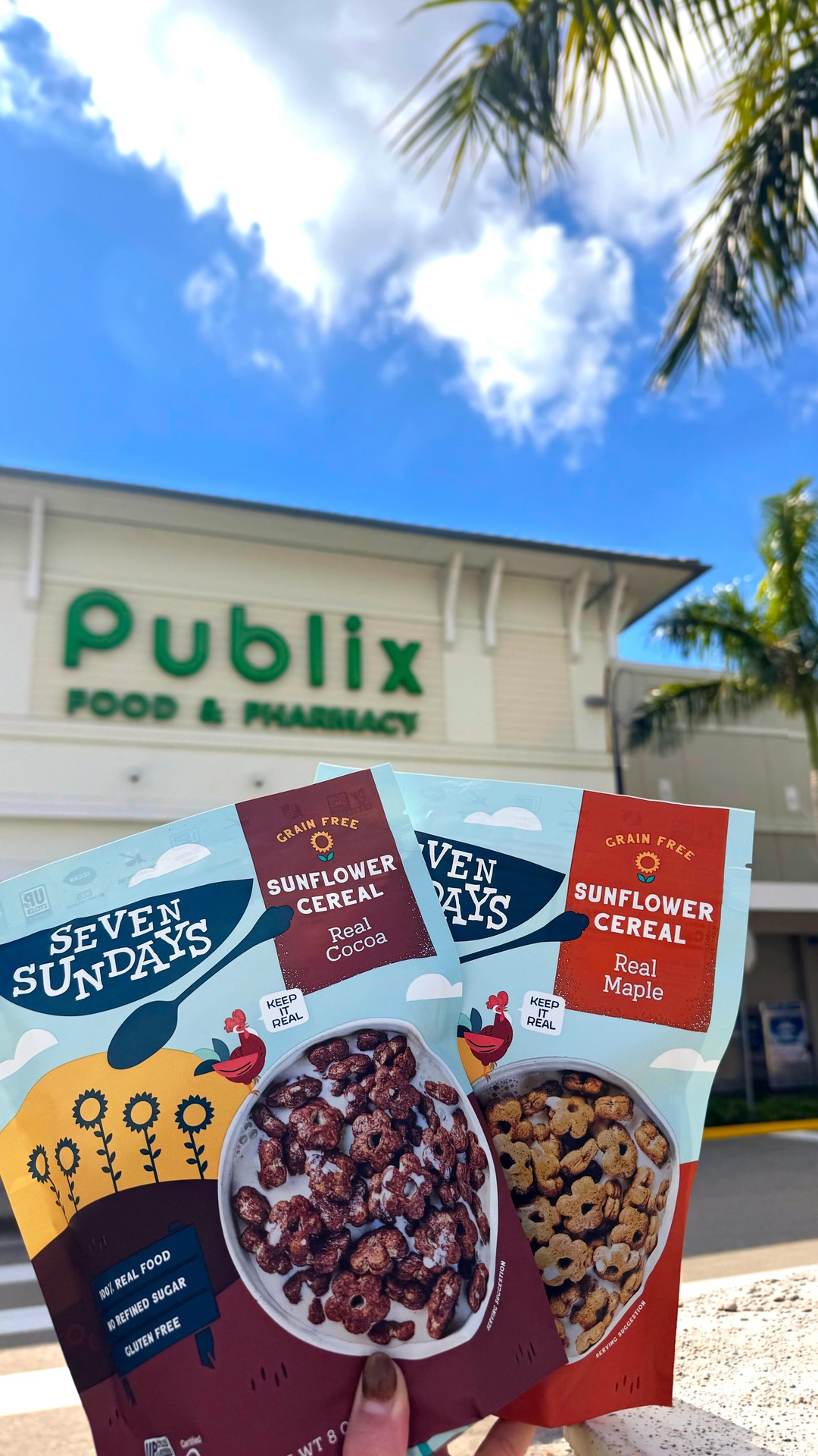 We’re not in Minnesota anymore 🌲🛶☃️...

Seven Sundays is officially at Publix 😎🌴👠!

Real Maple, Real Cocoa, Simply Honey, and Super Fruity are now in your Publix aisles. Go on and save us a little room in your shopping cart, why dontcha?! 😉

📍 Find a Publix near you at publix.com/locations