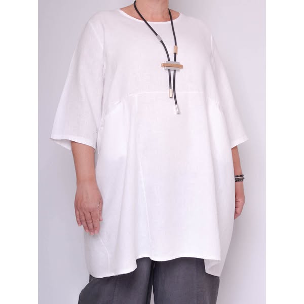 Lagenlook Basic Casual Tunic Dress - 9469 Linen