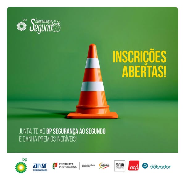 Não se esqueça! ⏰
As inscrições para o bp Segurança ao Segundo estão abertas até 27 de março.
Ainda dá tempo de juntar a sua equipa, criar o seu vídeo sobre segurança no trânsito e concorrer a prémios incríveis!
Submeta o seu vídeo em: bpsegurancaaosegundo.pt