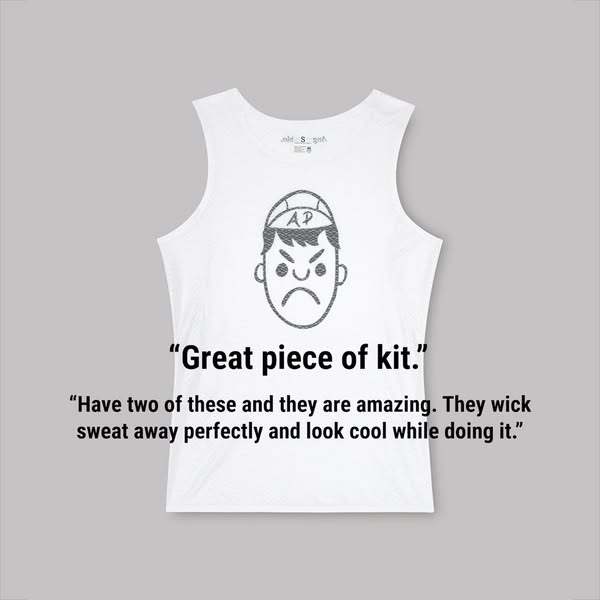 Angry Pablo Unisex Sleeveless Cycling Undervest - White