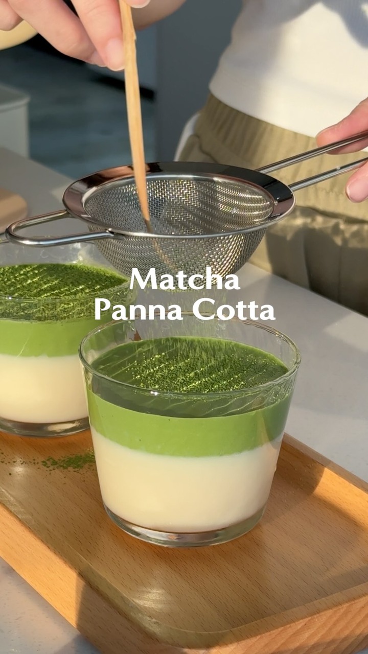 Came across @mint.andthematcha’s matcha panna cotta recipe and it totally inspired us to whip up one on our own today 🫶🏻

Silky, creamy, and just the right touch of earthy sweetness ✨

This matcha panna cotta is the kind of dessert that looks fancy but is secretly so easy to make at home. Perfect for dinner parties… or just treating yourself 💚

Here’s how you can make it:

Ingredients
4 tsp matcha powder for matcha mixture (sifted)
20ml water for matcha mixture
120ml thickened cream
240g hot milk
25g sugar
5g gelatin powder
1 tsp vanilla essence

Recipe
1. In a small cup, bloom gelatin with cold water. Let sit for 5 minutes.
2. In a bowl, mix sugar, vanilla essence and hot milk. Add bloomed gelatin and mix till dissolved.
3. Stir in the bloomed gelatin until fully dissolved. 
4. Pour into small glasses. Chill for 2 hours, or until set.
5. In a chawan, whisk sifted matcha and water into a thick paste.
6. Combine matcha paste and thickened cream to make matcha cream and pour over panna cotta.
7. Dust some matcha over the top before serving.