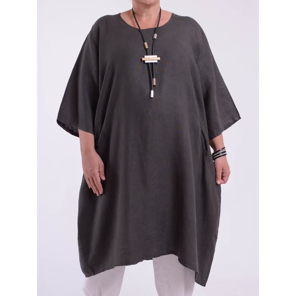 Plus Size 28 30 32 Lagenlook Heavy Linen Lace Trim Trousers 3281