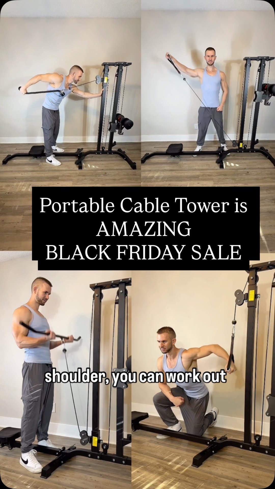Get an amazing workout anywhere now with the Portable Cable Tower by @tousains.fitness on sale for Black Friday