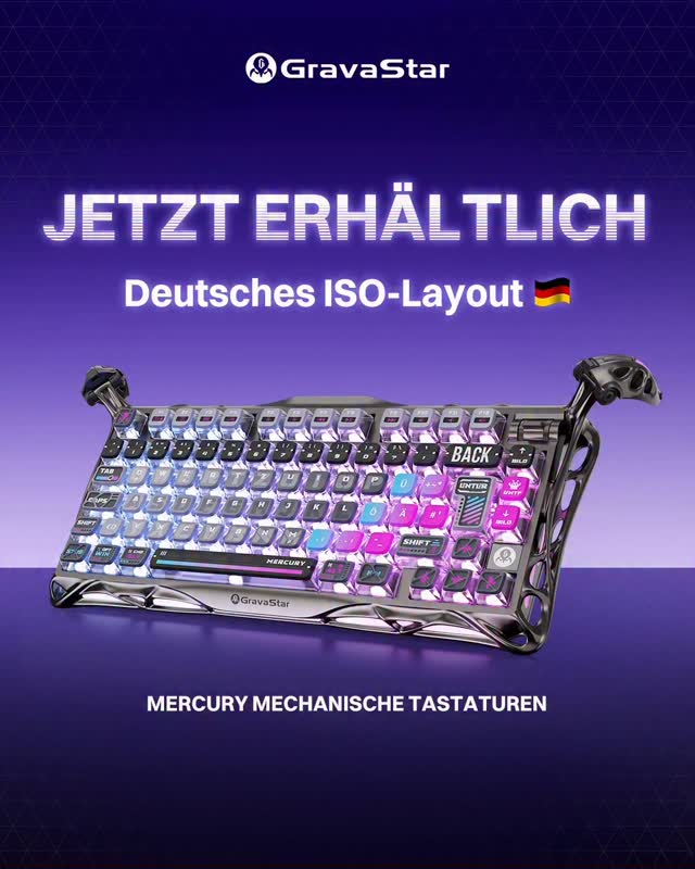 🔥 Jetzt verfügbar! Die Mercury Mechanical Keyboards mit deutschem Layout sind live! 🇩🇪

Verfügbare Modelle:
• Mercury K1 Pro Cyberpunk
• Mercury K1 Gradient Black
• Mercury K1 Gradient White
• Mercury K1 Lite Crystal Aurora
• Mercury K1 Lite Transparent Black

Jetzt entdecken auf www.gravastar.de

#gravastar #mercuryk1pro #isolayout #mercurykeyboard