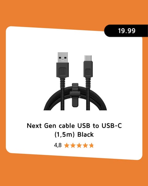Next Gen Kabel USB to USB-C (1,5m) Black