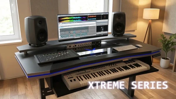 If your setup is tight and intentional, your desk should match it.

Your desk should match it. Xtreme Series - choice for producers with a few outboard pieces — no wasted space, no compromise. Just full control. 

#StudioDesk #XtremeSeries #HomeStudio #MusicProducer #StudioSetup #MinimalGear #ProAudio #DeskSetup #CreativeFlow #AudioGear